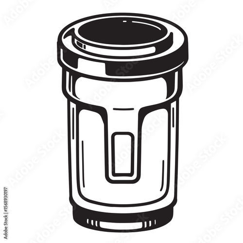 Simplified black and white illustration of a cylindrical object with rounded features