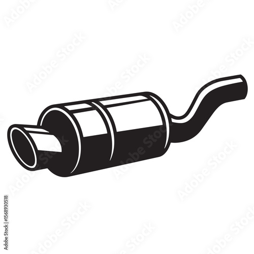 Vector illustration of a black and white car exhaust muffler isolated on white