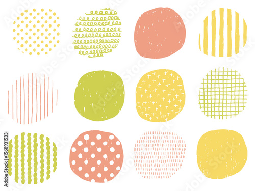 手描きあしらいセット　まる　パターン　北欧風