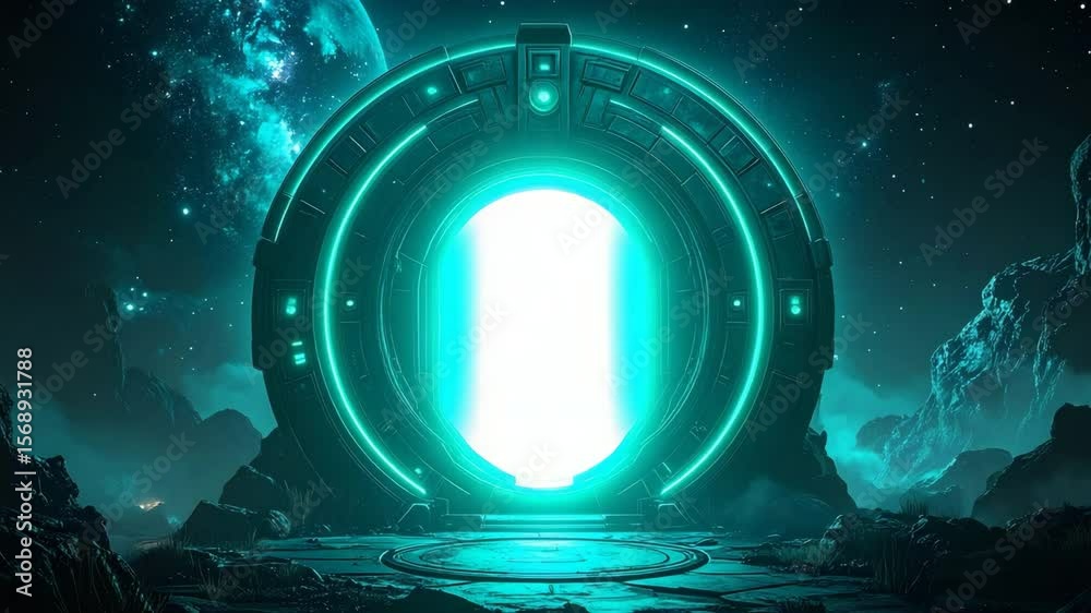 Mysterious portal in the depths of outer space surrounded by cosmic wonders and stars