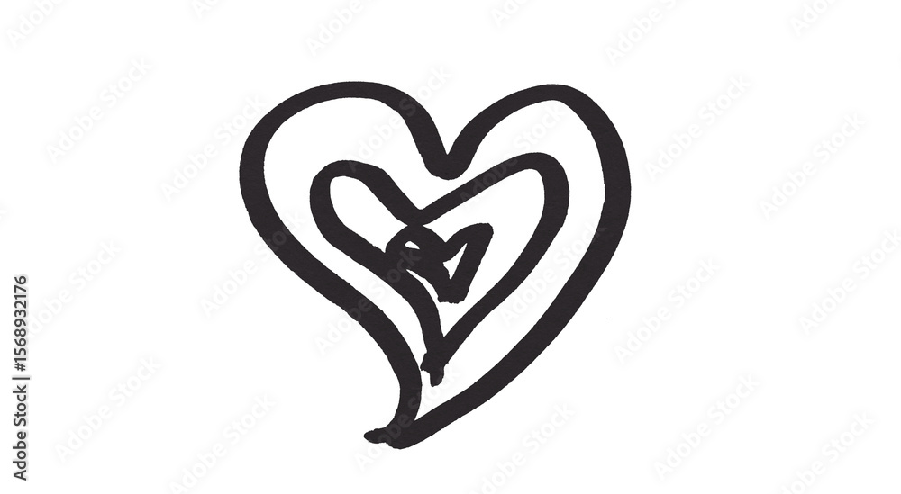 Black heart drawn with ink on transparent background. Black heart drawn with ink on transparent background.