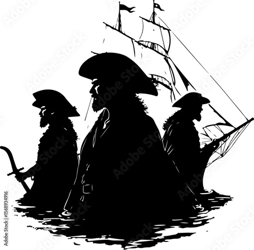 silhouette of a pirate ship, ship, boat, silhouette, vector, sea, illustration, transportation, vessel, sailboat, nautical, sailing, sail, black, fishing, travel, cargo, yacht, ocean, water, cruise, t