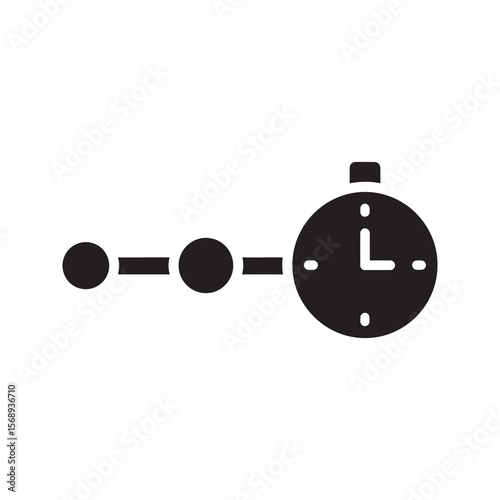 Project timeline management solid glyph icon representing task scheduling and deadline tracking with a clock for business process planning