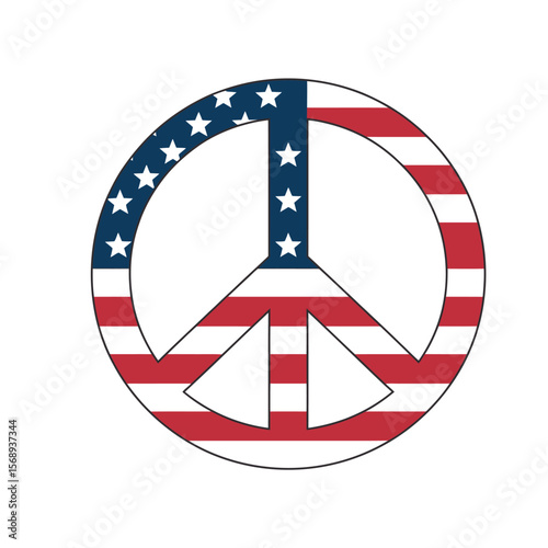 American Flag Peace Sign on white background