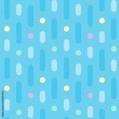 Blue lines and colored dots seamless repeat pattern