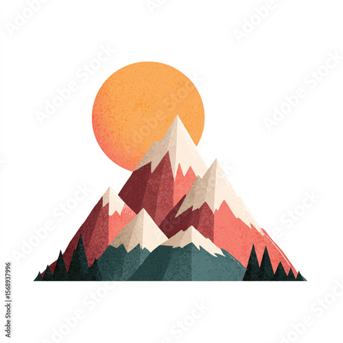 mountain isolated in White Background, mountain vector, Flat lay vector illustration