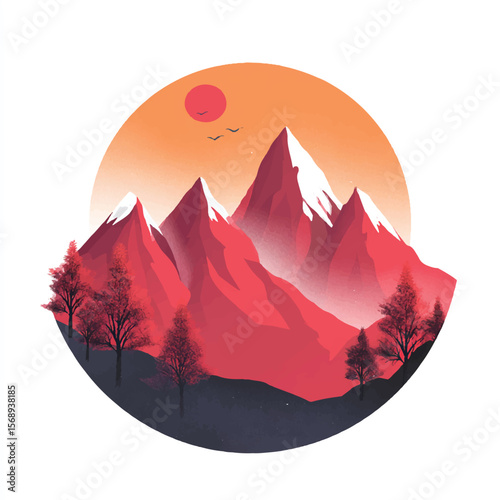 mountain isolated in White Background, mountain vector, Flat lay vector illustration