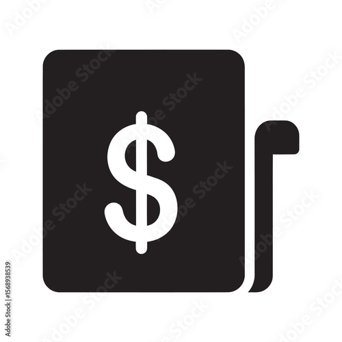 Budget planning checklist solid glyph icon representing financial management and accounting with a calculator on a clipboard document