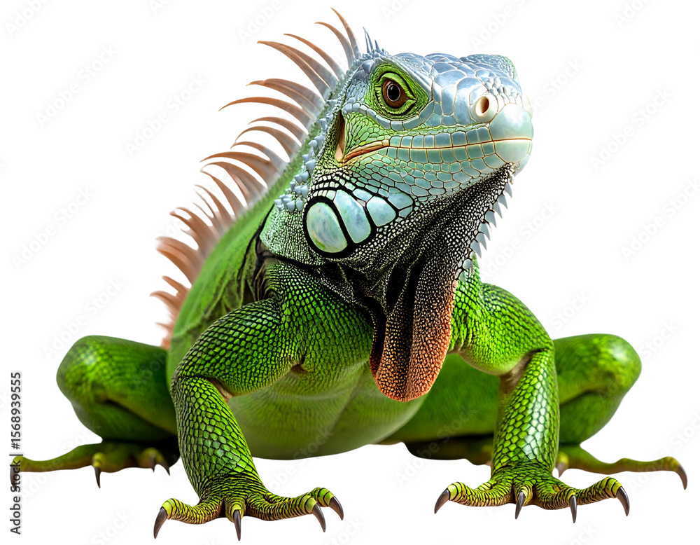Obraz premium Curious Iguana Front View 3D Model Transparent Background