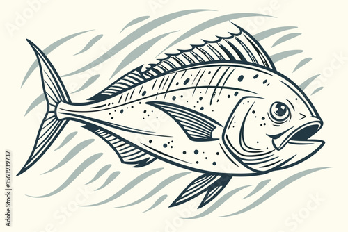 Vintage Dorado Fish Sketch – Gilt-Head Bream Illustration
