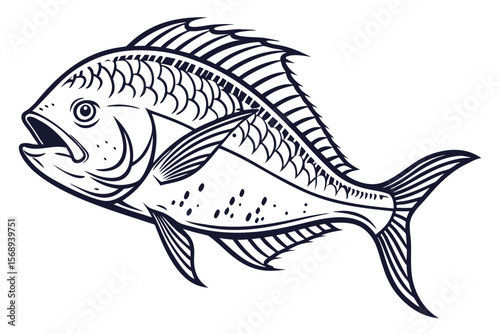 Engraved Dorado Fish – Vintage Line Art Print