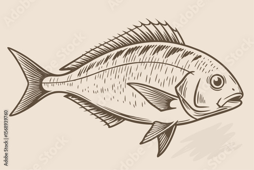 Jumping Bass Fish Graphic – Monochrome Design
