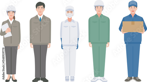 作業服を着た働く人々