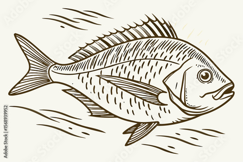 Jumping Bass Fish Graphic – Monochrome Design
