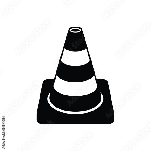 The image displays a traffic cone, also known as a road cone, safety cone, or pylon. 