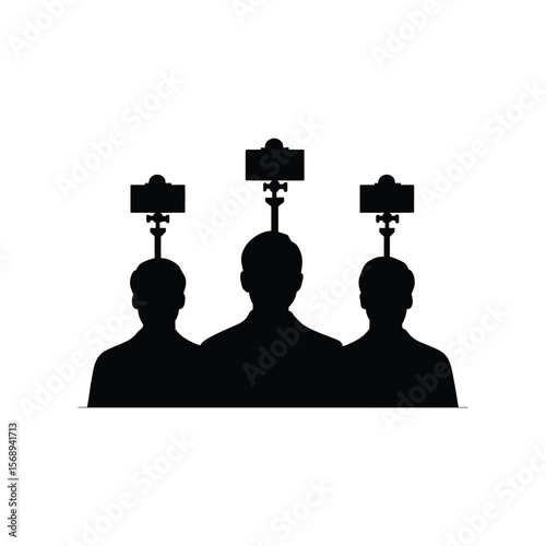 Silhouettes of Three People Wearing Action Cameras
