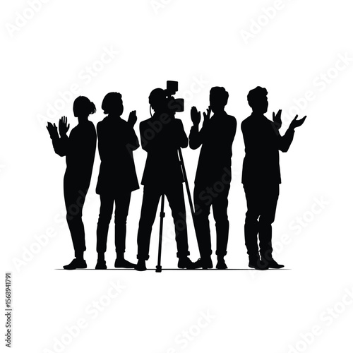 Silhouettes of Business Team Celebrating Success