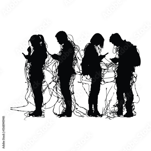 Silhouettes of People Taking Photos with Phones