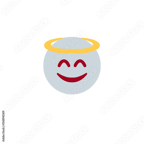 Innocent smilling face emoji icon with halo.