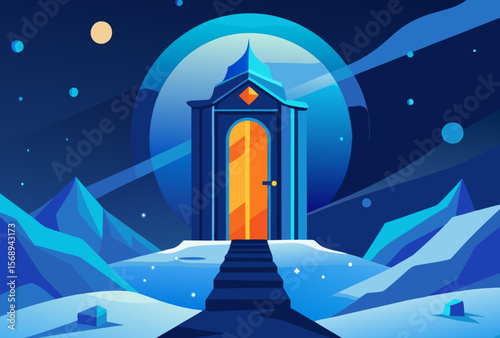 Mysterious Doorway to Another World. Cosmic Landscape