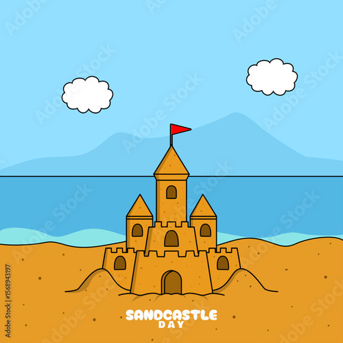 Sandcastle Day to celebrate on the first Saturday of August. A castle made of beach sand that is usually played and shaped by beach visitors.