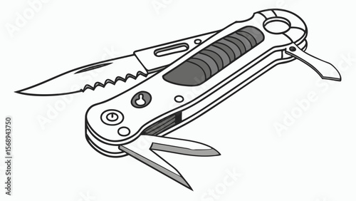 Vector mockup of a multipurpose utility knife – flat design illustration
