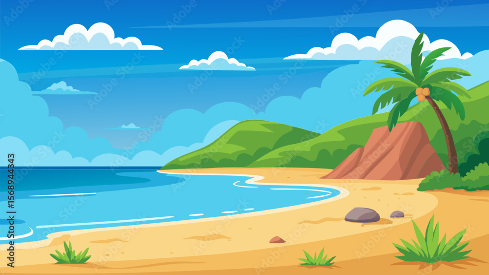 Fototapeta premium Serene Tropical Beach Landscape. Idyllic Island Getaway
