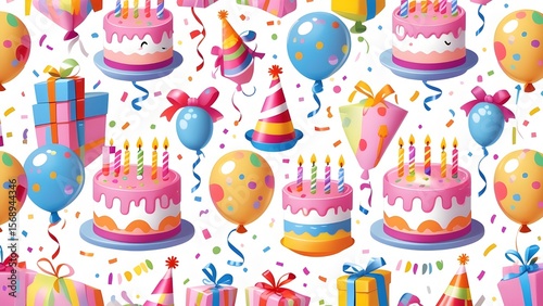 Seamless cute birthday party pattern