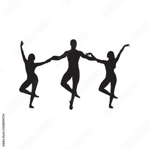Three dancers in silhouette performing a ballet pose performance grace