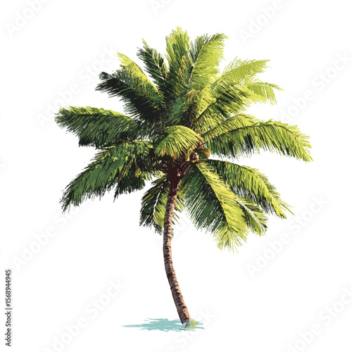 palm tree isolated in White Background, palm tree vector, Flat lay vector illustration