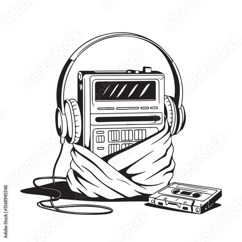 illustration of an old radio