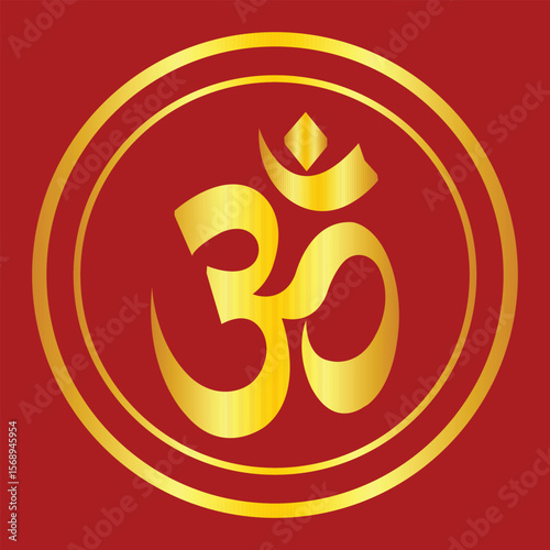 The hindu ohm or om gold for religion concept logo