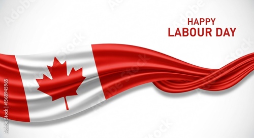 Canada Labour Day Waving Canadian Flag Graphic