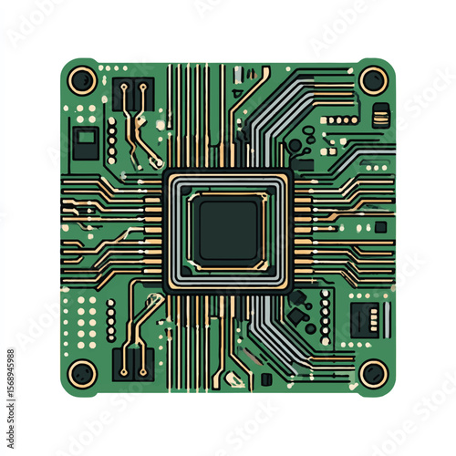 pcb node isolated in White Background, pcb node vector, Flat lay vector illustration