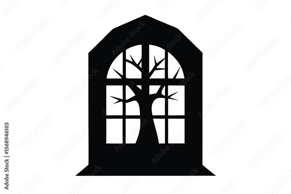 Fototapeta premium spooky window vector icon