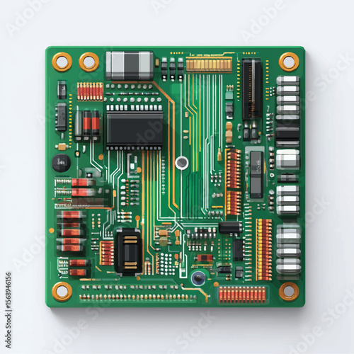 pcb node isolated in White Background, pcb node vector, Flat lay vector illustration