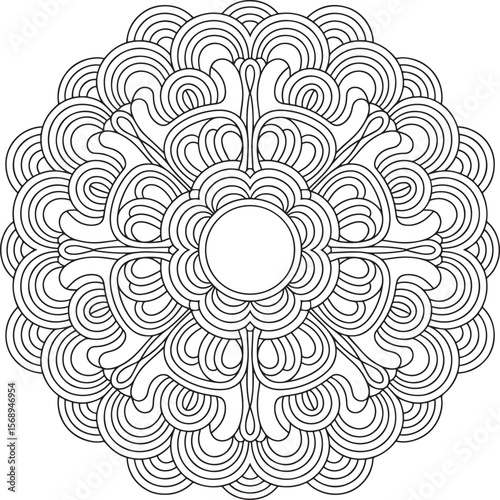 Elegant Mandala Flower Design with Circular and Organic Line Patterns, Mandala Pattern, Floral Mandala, Intricate Design, Line Art Circle, Coloring Mandala, Boho Ornament