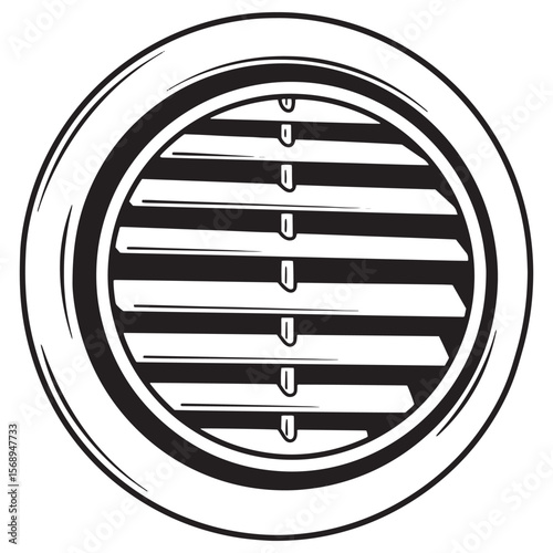 Black and white vector illustration of an air vent grille for interior design concepts