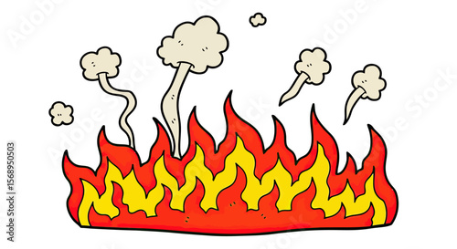 Fiery Blaze: Intense Cartoon Fire Illustration