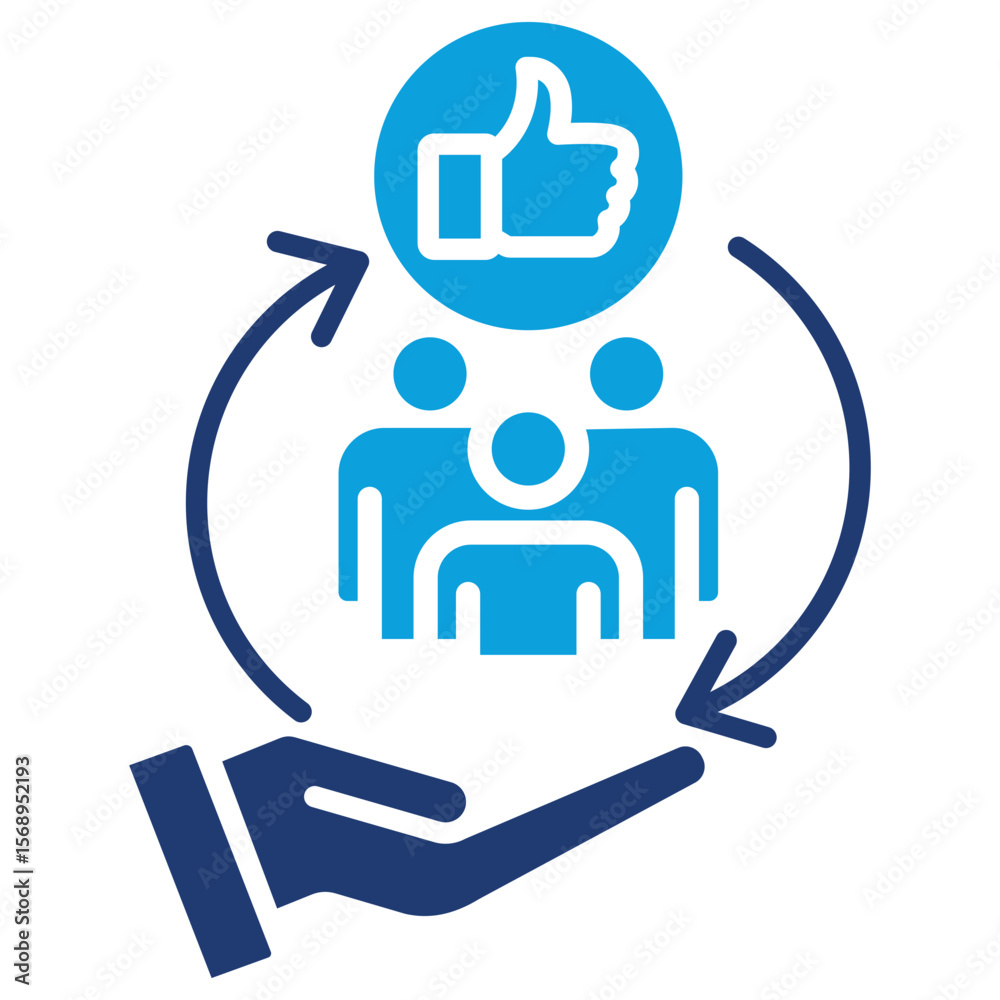 Obraz premium Satisfaction Flat Blue Icon Vector Illustration