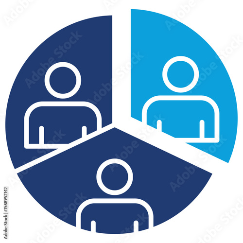 Segmentation Flat Blue Icon Vector Illustration