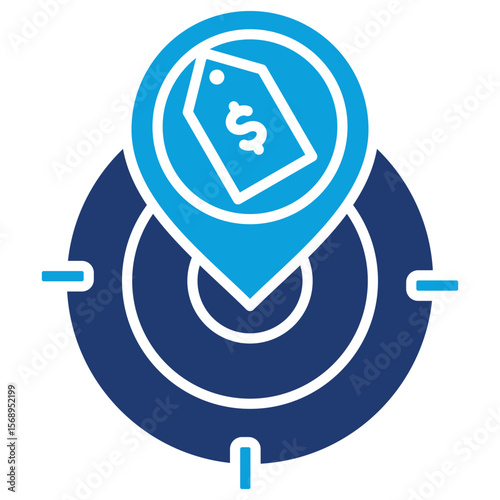 Brand Positioning Flat Blue Icon Vector Illustration