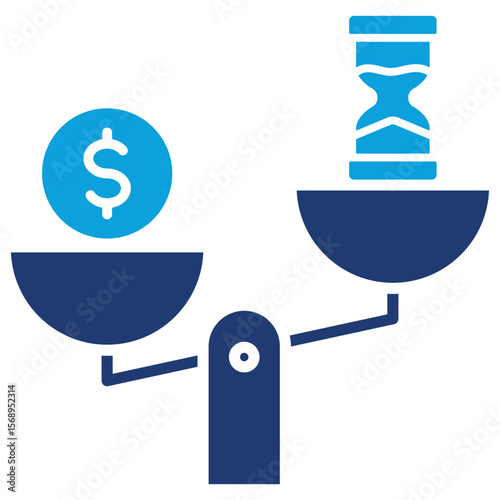Break Even Point Flat Blue Icon Vector Illustration
