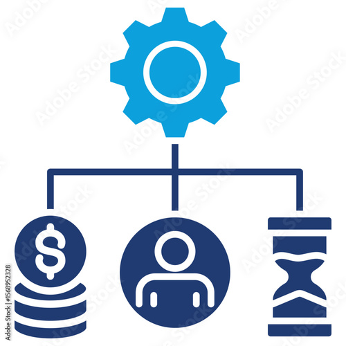 Resource Allocation Flat Blue Icon Vector Illustration