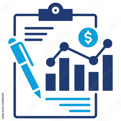 Report Flat Blue Icon Vector Illustration