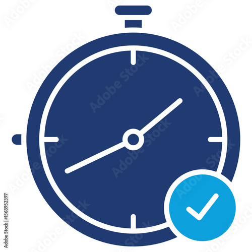 Clock Flat Blue Icon Vector Illustration