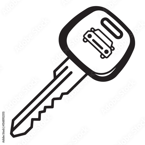 Modern car key icon representing automobile access and transportation security concept
