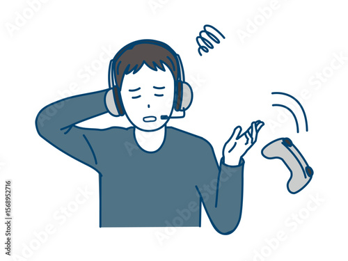 ゲームに飽きてやめる男性のイラスト