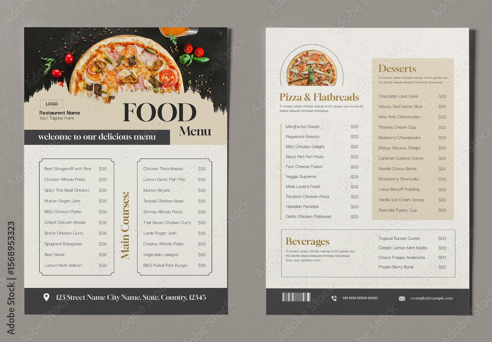 Food Menu Template Layout Stock Template | Adobe Stock