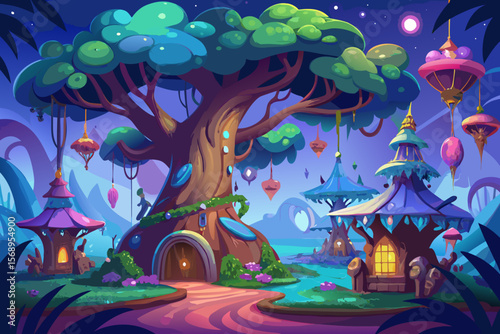 Fantasy Magical Tree Collection Vector